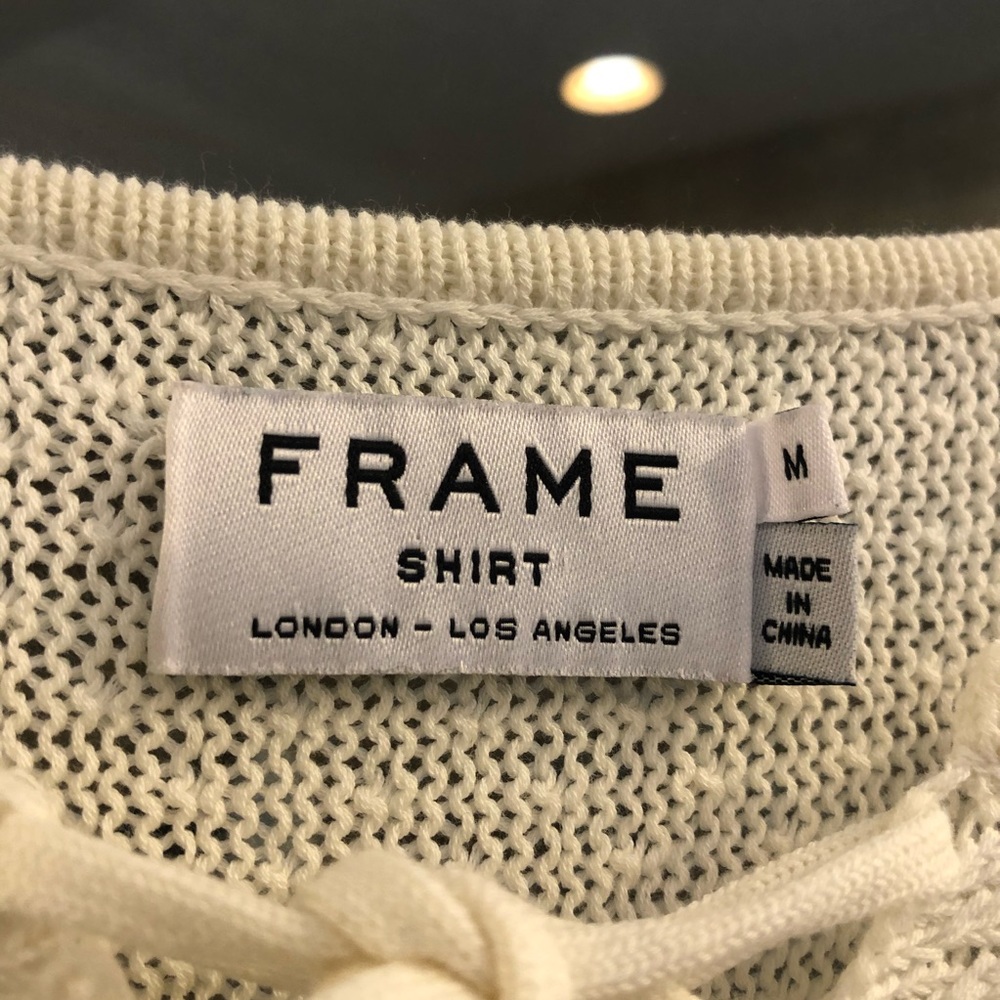 Frame Denim Crochet Lace Up Tee - Picture 5 of 7